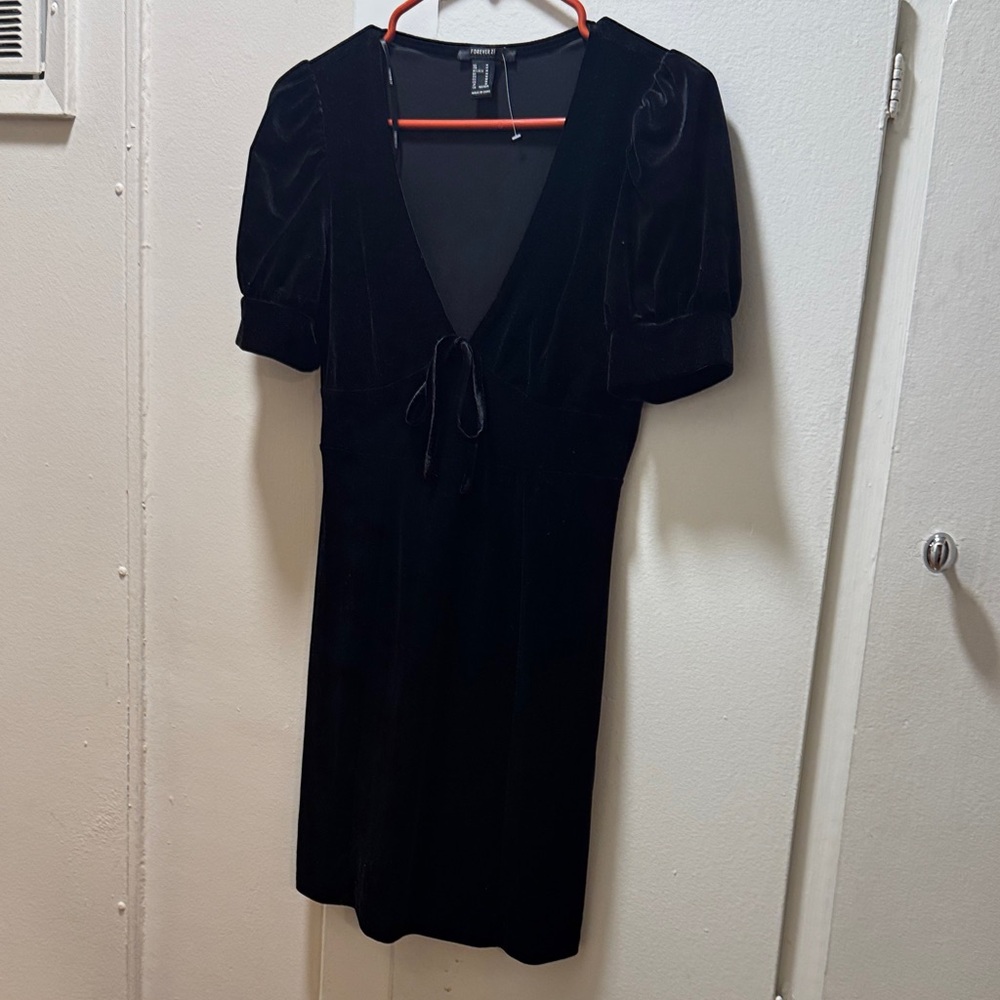 Forever 21 Black Velvet Mini Dress